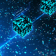 Abstract blockchain technology concept. Internet security. Isometric digital cube connection background.