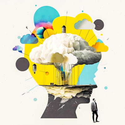 Brainstorm whit new creative ideas, art collage illustration