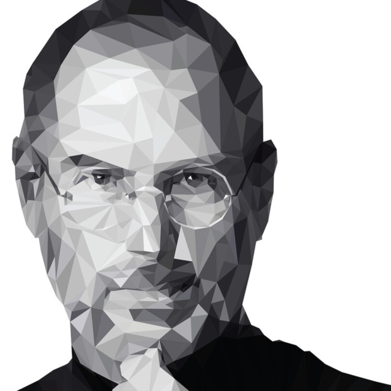 Foto de Steve Jobs. Alude al creador de Apple y su enfoque de marketing disruptivo y único. Esta imagen representa la presentación think different