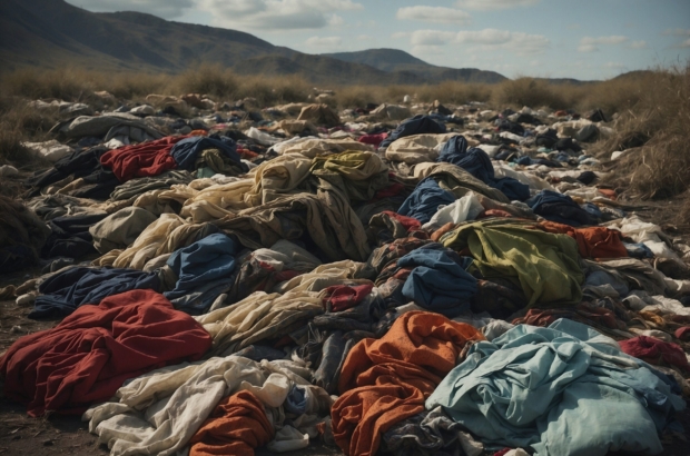 Vertedero lleno de ropa pasada de moda y nada sostenible